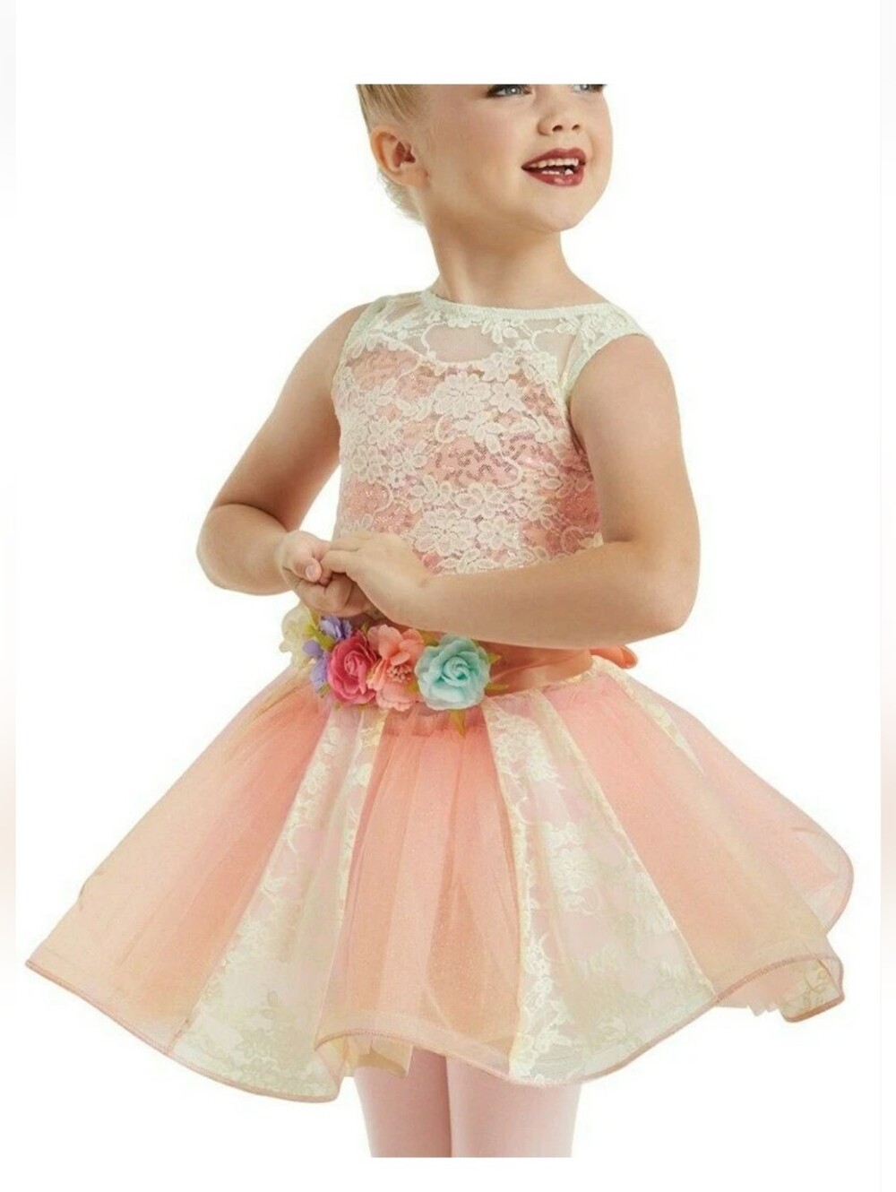 Weissman Bake Sale 10885 Pink Lace Panel Wired Party Dress Dance Costume IC 7/9
